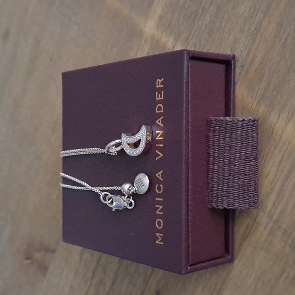 Monica Vinader silver and diamond Alphabet Moon pendant necklace